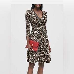 Banana Republic Leopard Wrap Dress Print V-Neck Wrap Dress Size S